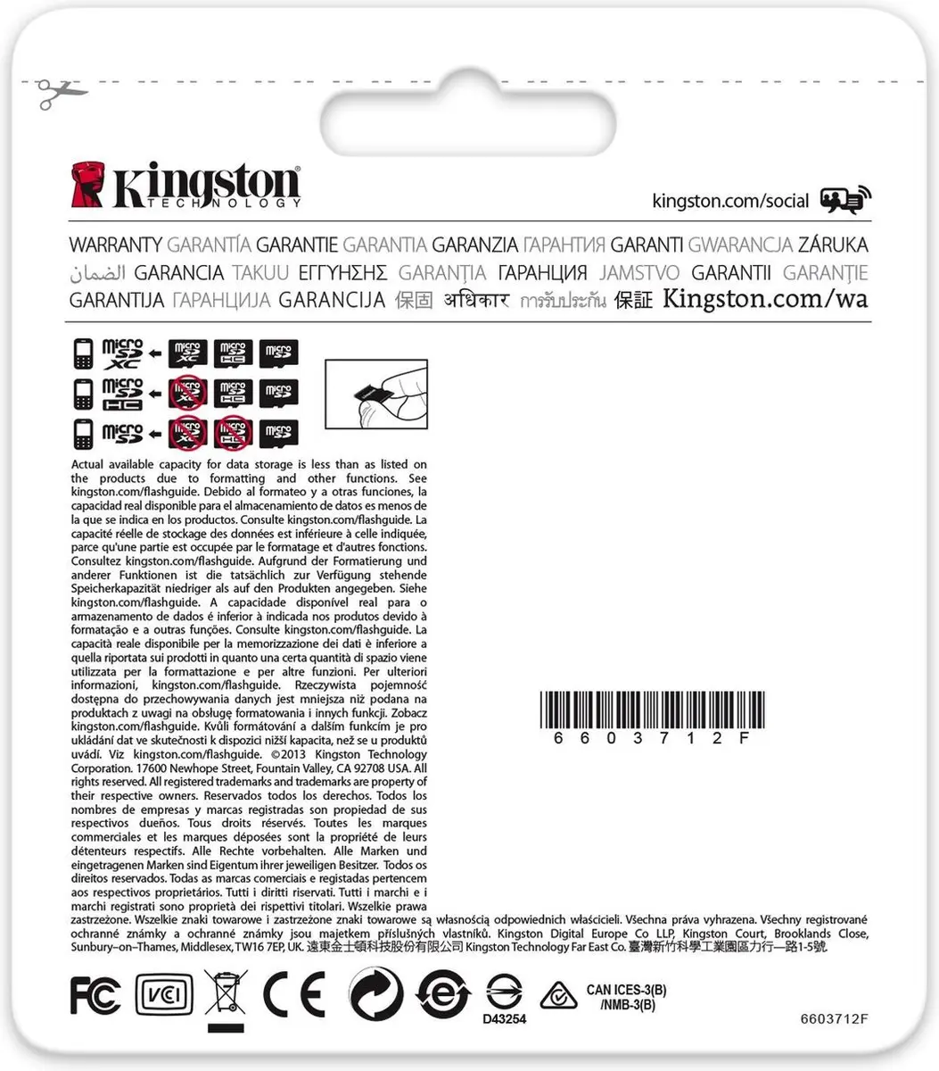 Kingston SDC10G2/256GBSP MicroSDXC 256GB - Klasse 10 UHS-I - afbeelding 4 van 4