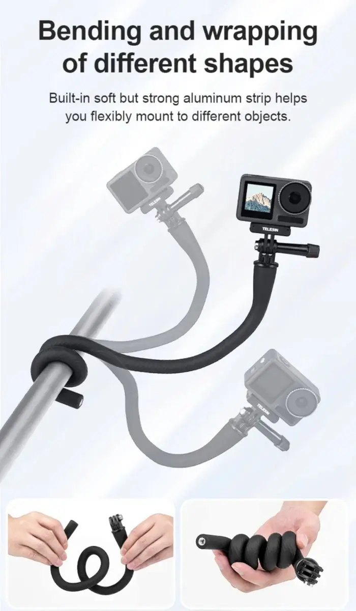 Telesin Flexibele Selfie Stick TE-FM-003 - Zwart - afbeelding 4 van 6