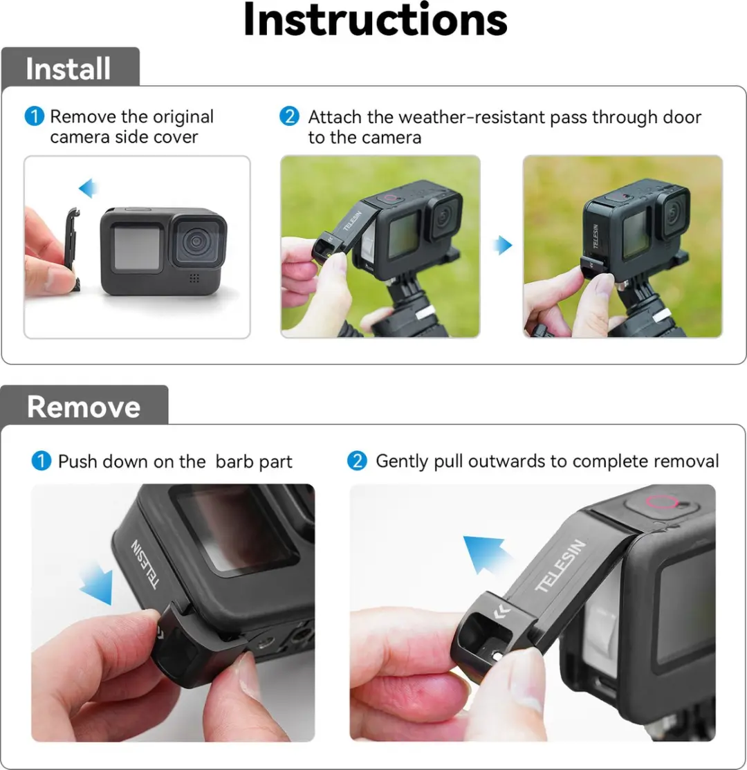 Telesin GoPro Batterijklep 6974944460999 - Zwart - afbeelding 4 van 6