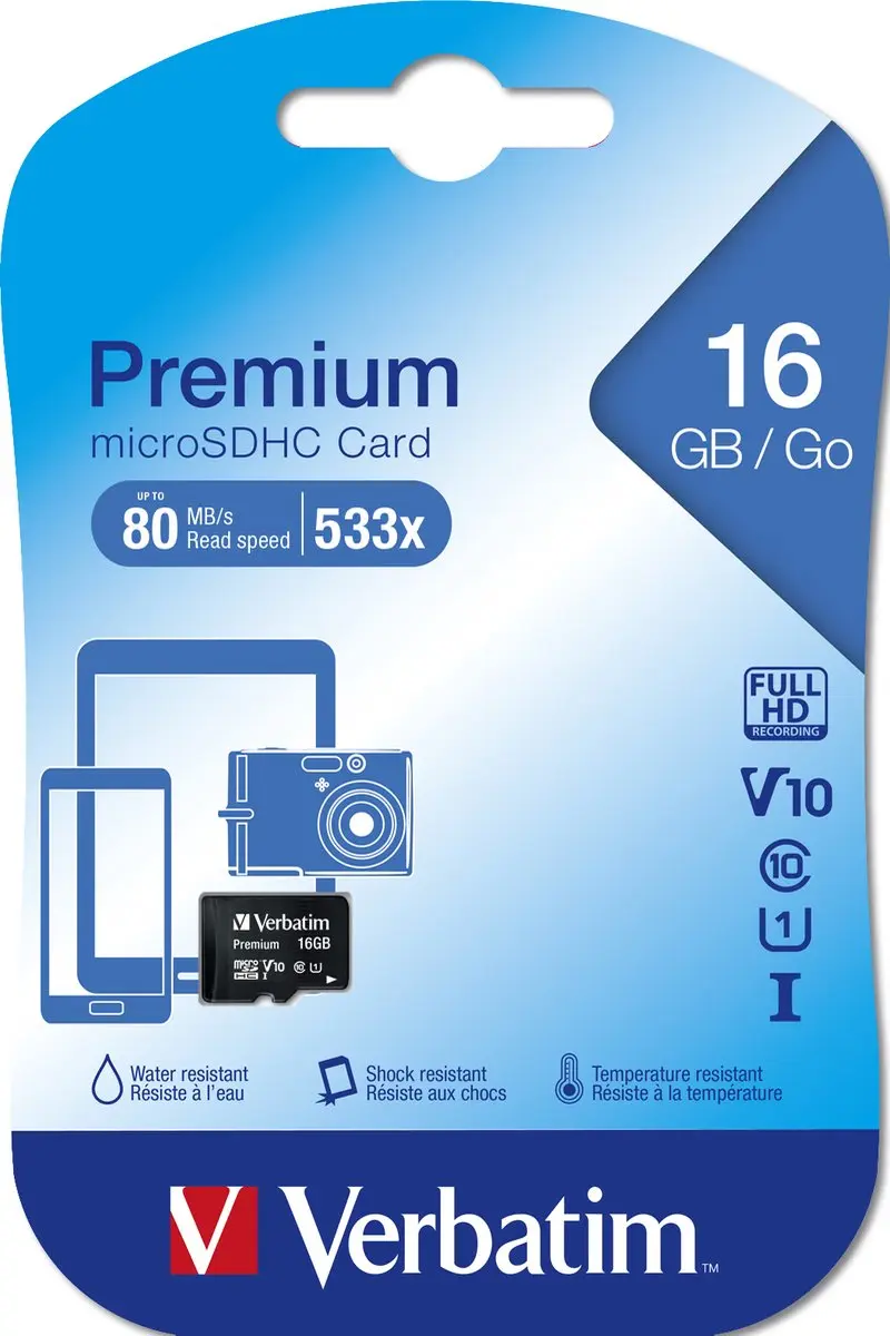 Verbatim microSDHC Geheugenkaart 16GB Klasse 10