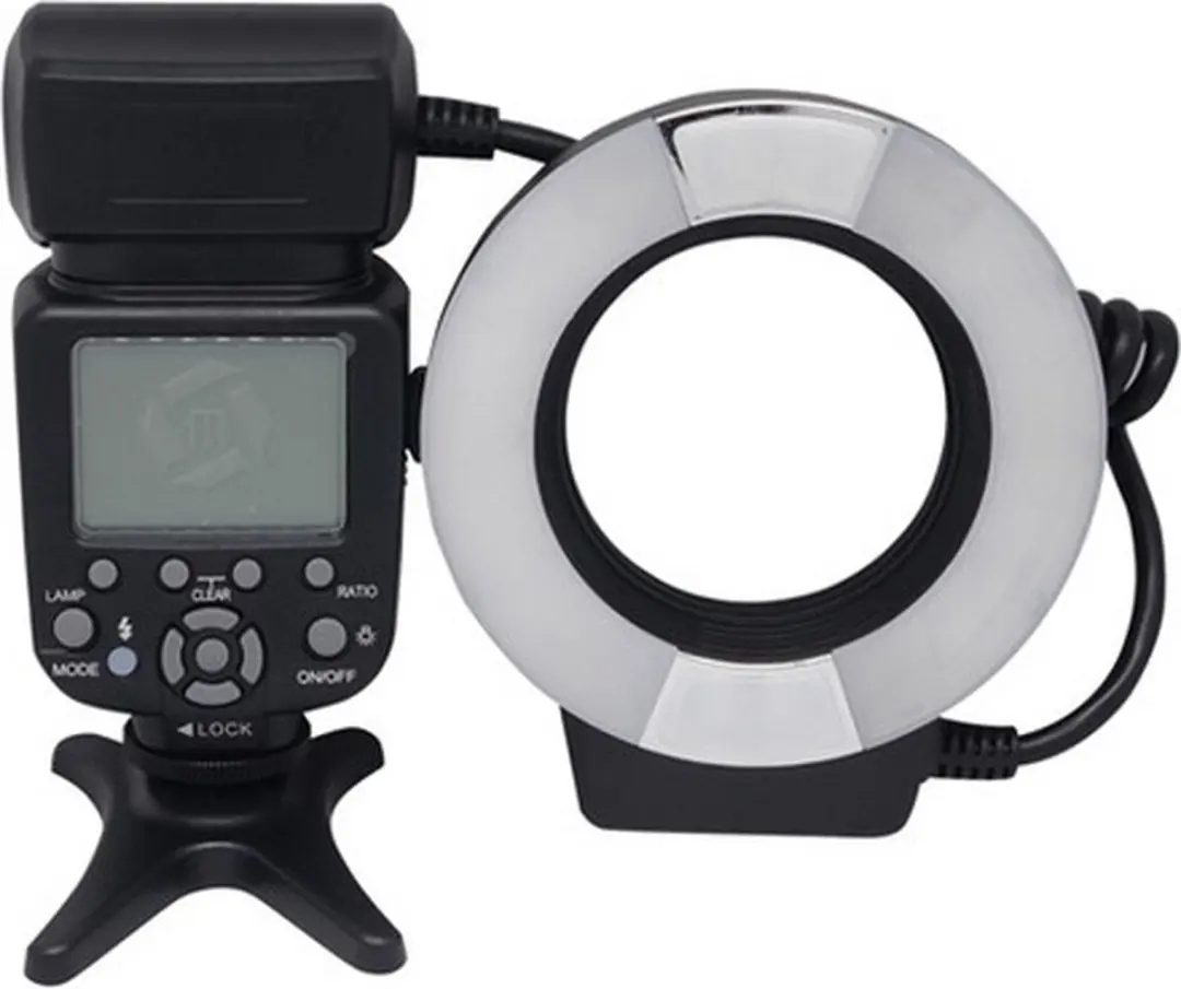 McoPlus 14EXT Ringflitser Canon - 4x AA - 5500K - Zwart/Zilver