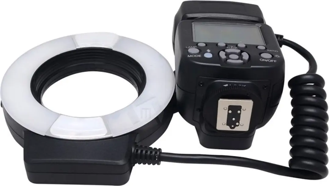 McoPlus 14EXT Ringflitser Canon - 4x AA - 5500K - Zwart/Zilver