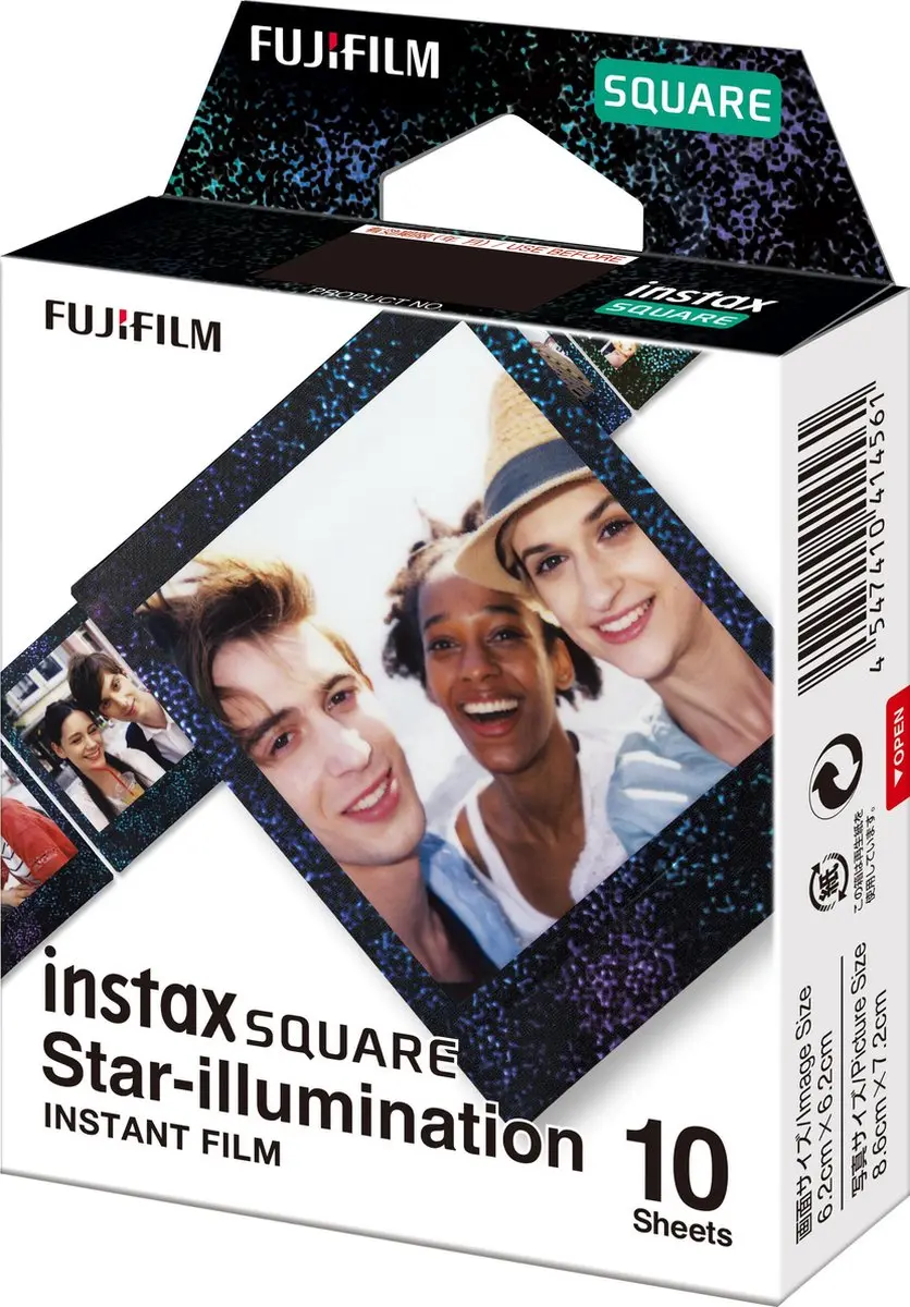 FUJIFILM instax Square Film 10 Stuks - Zwart met Glitter