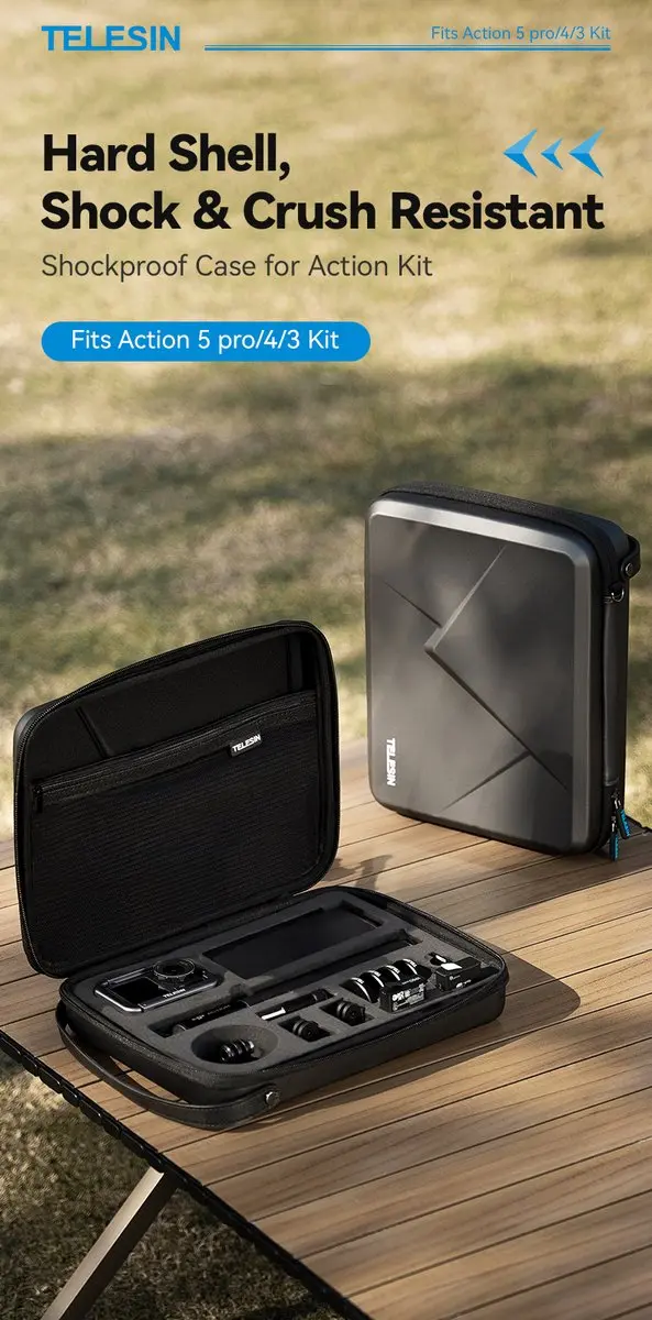 Telesin Opbergcase L DJI Osmo Action 3/4/5 Pro - T-S6-PRC-05-TDJ - Grijs - afbeelding 2 van 6