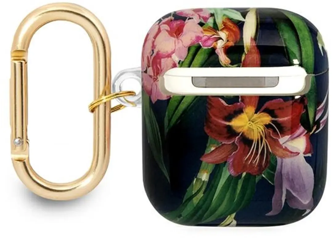 Guess TPU Flower Print Hoesje - Apple AirPods 1/2 - Blauw