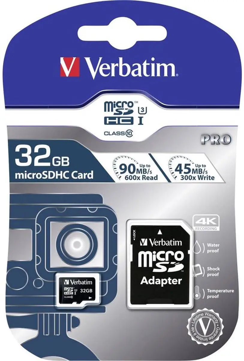 Verbatim Micro SDHC Pro 32GB Class 10 UHS-I VB-47041