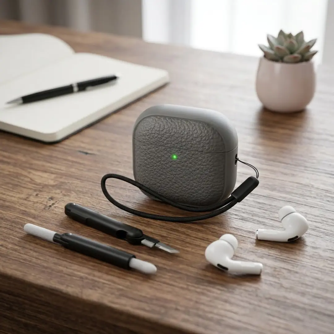 NUVEX Hoesje AirPods Pro 2 - Grijs - met reinigingsset