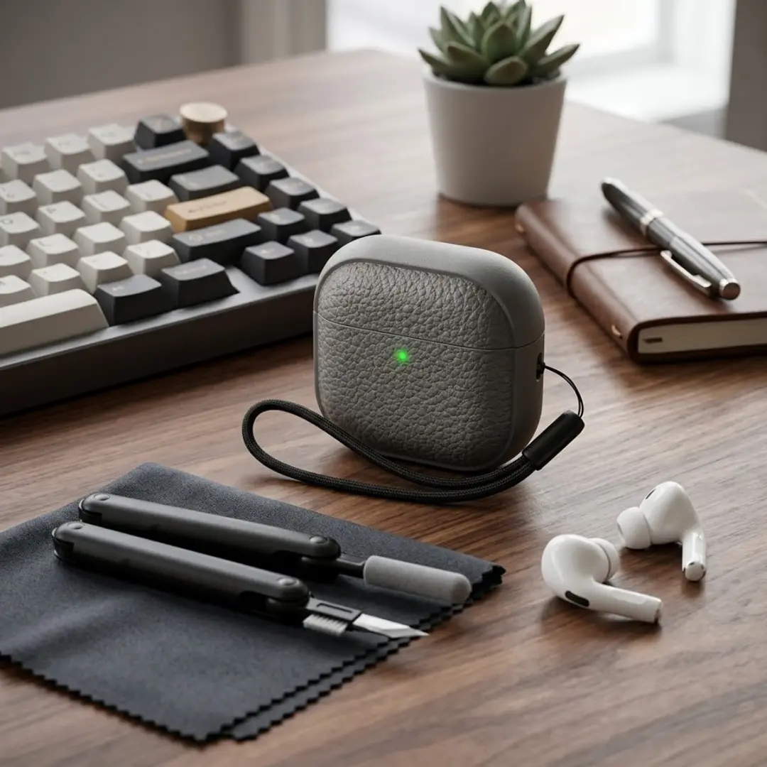 NUVEX Hoesje AirPods Pro 2 - Grijs - met reinigingsset