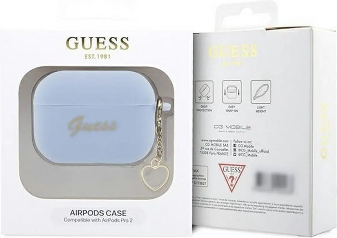 GUESS Heart Silicone Hoesje AirPods Pro 2 - Blauw