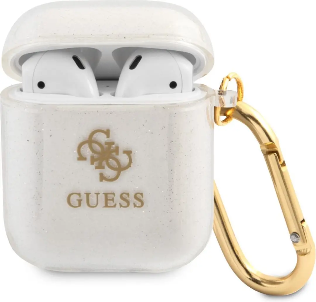 Guess TPU Glitter Case AirPods 1/2 - Transparant