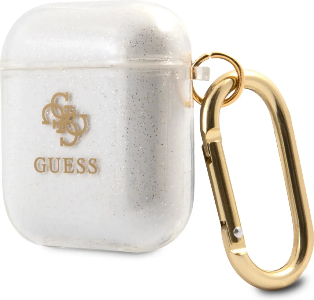 Guess TPU Glitter Case AirPods 1/2 - Transparant