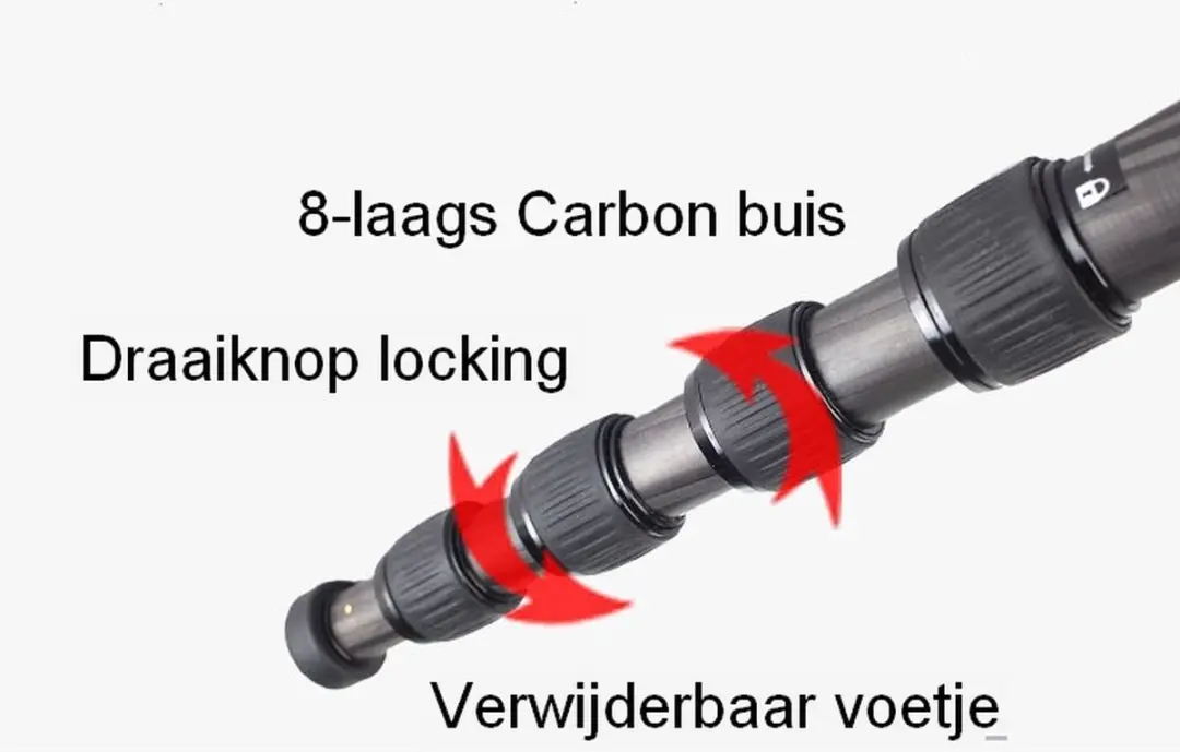 Kingjoy MP-425 Carbon Monopod - 5 Secties - Zwart