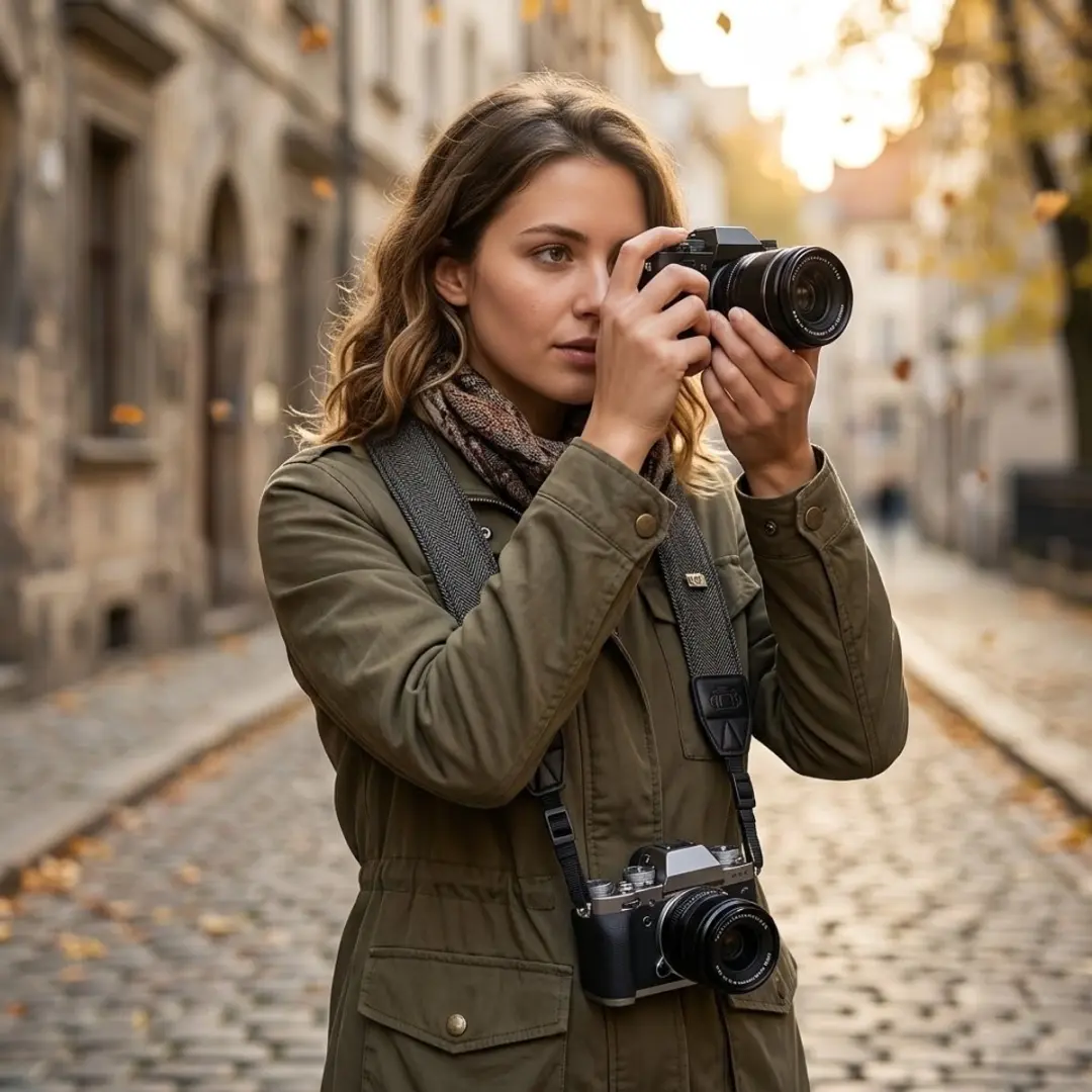 NUVEX Vintage Camera Schouderriem - Grijs