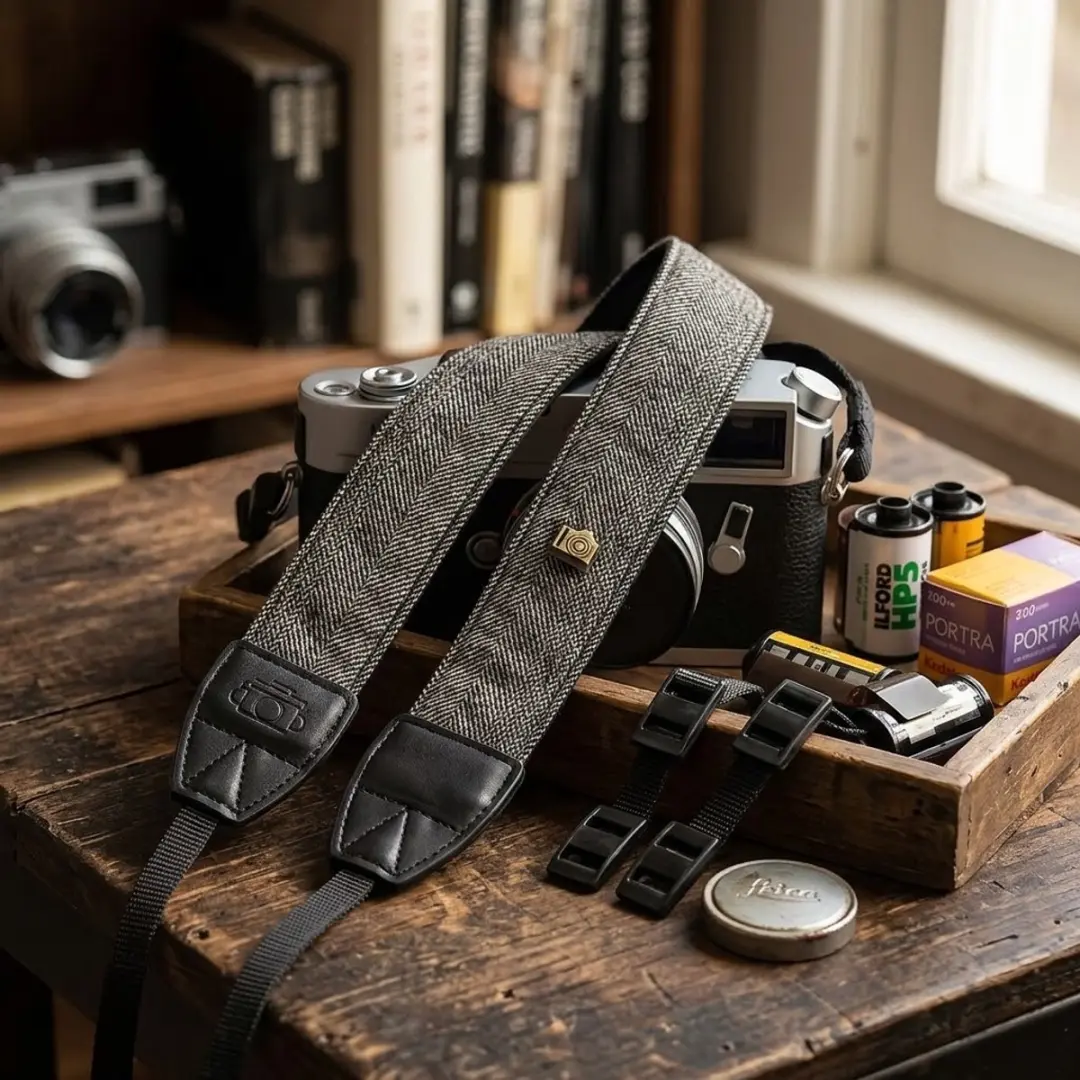NUVEX Vintage Camera Schouderriem - Grijs