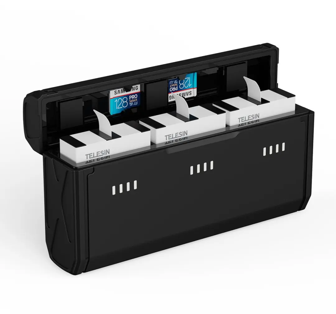 Telesin Pocket Oplaadcase GoPro Hero 13 - 3 Batterijen - Zwart - afbeelding 3 van 6