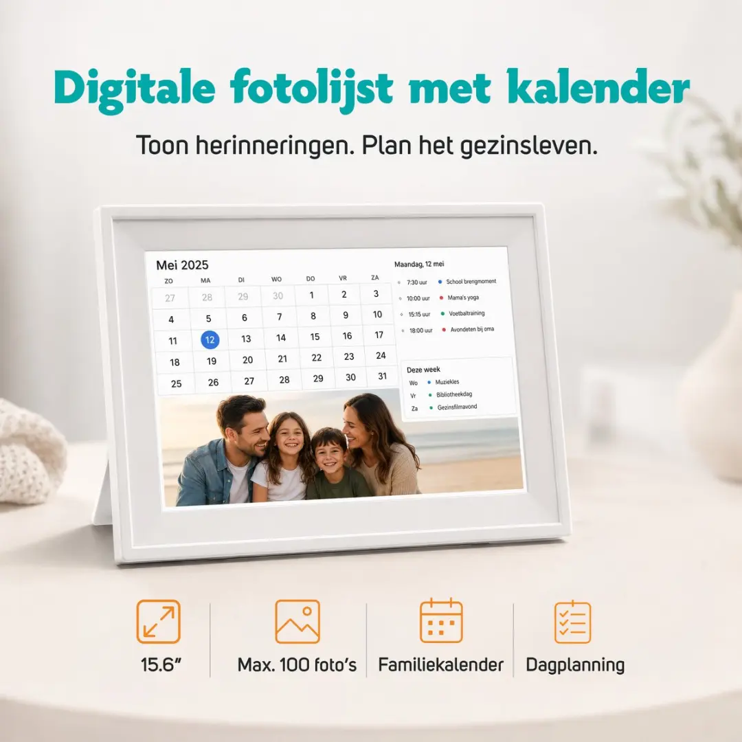 Pora&co Digitale Kalender DK-15-W 15,6 Inch - 1080P Wit