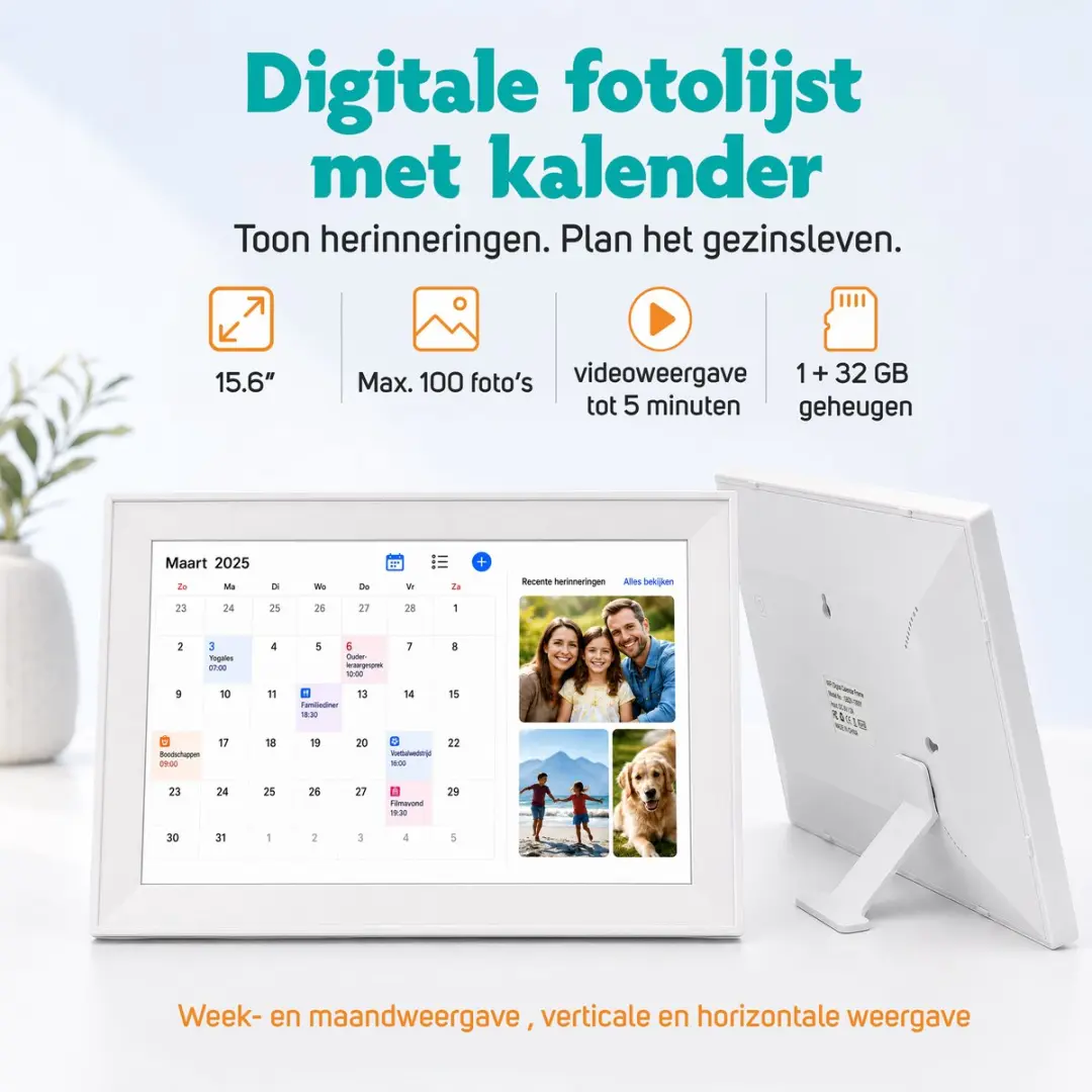 Pora&co Digitale Kalender DK-15-W 15,6 Inch - 1080P Wit