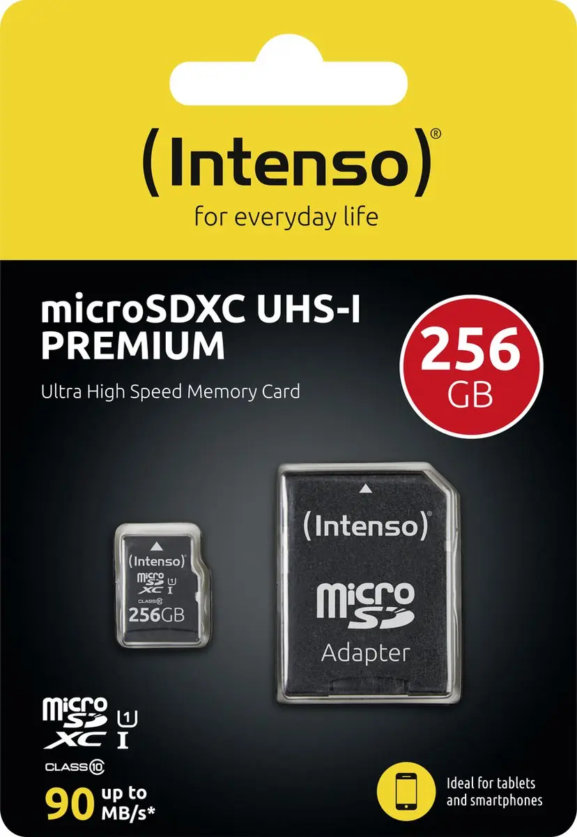 Intenso 256GB Micro SDXC UHS-I Geheugenkaart - Class 10