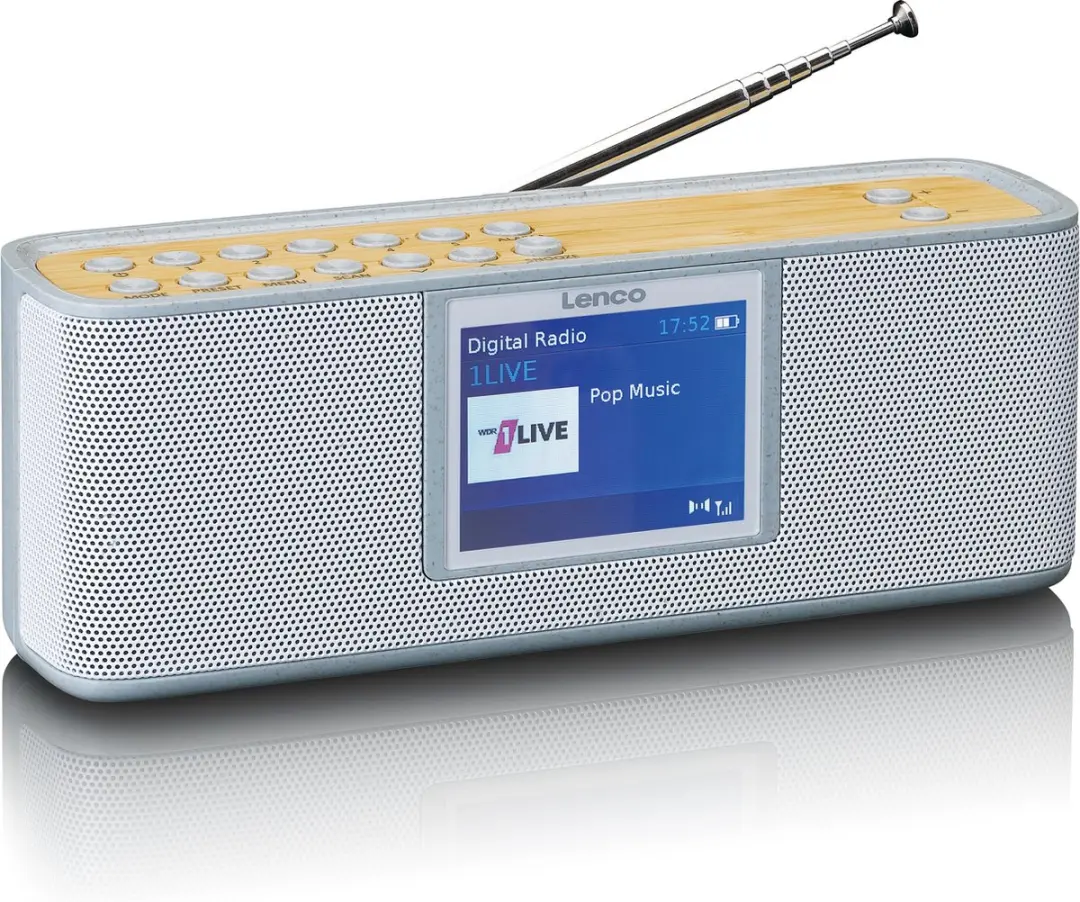 Lenco PDR-046GY Eco DAB Radio - Bluetooth 6W - Bamboe/Wit