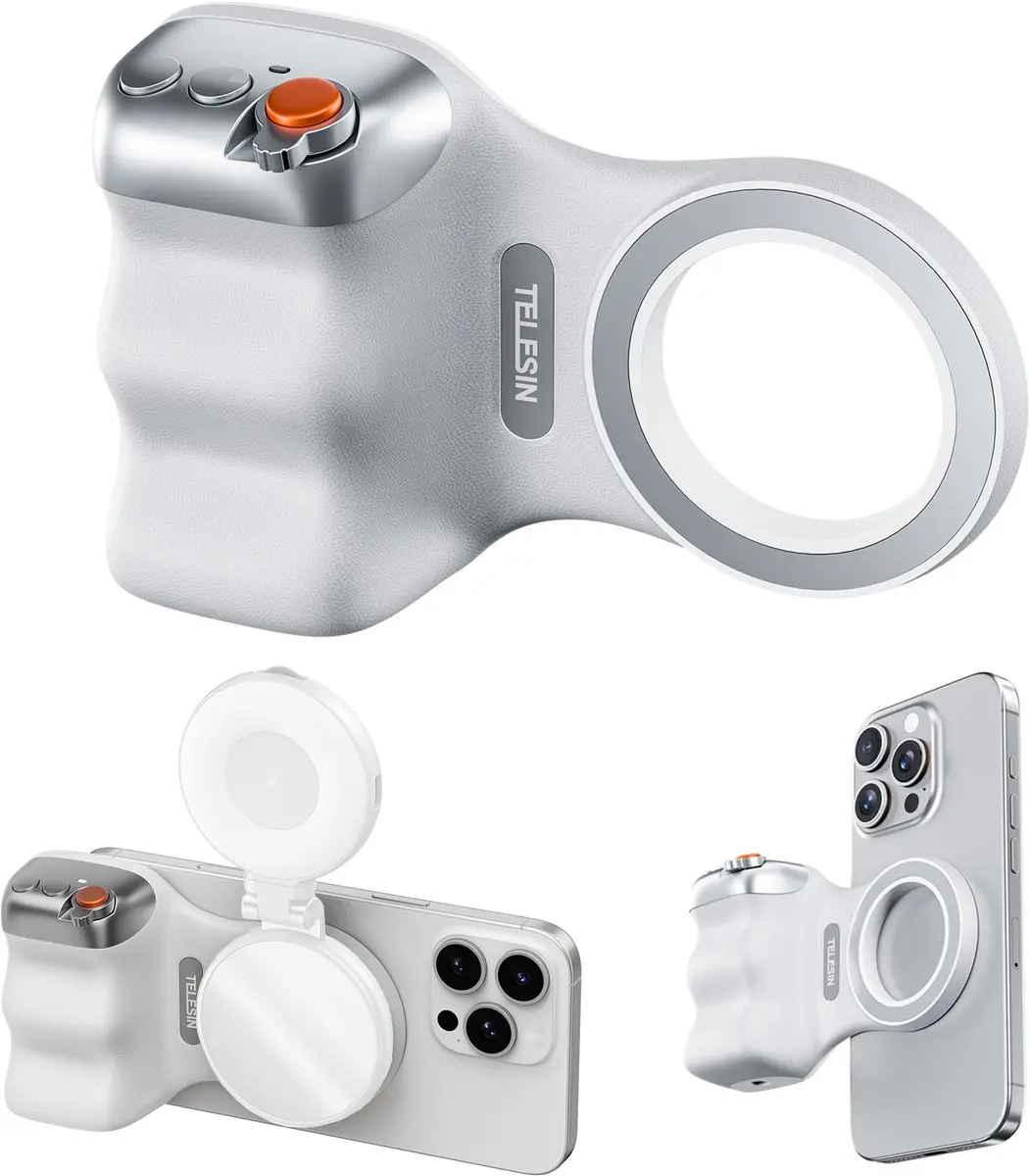 Telesin Fun Shot Magnetic Grip Cameragreep - Wit - afbeelding 4 van 6