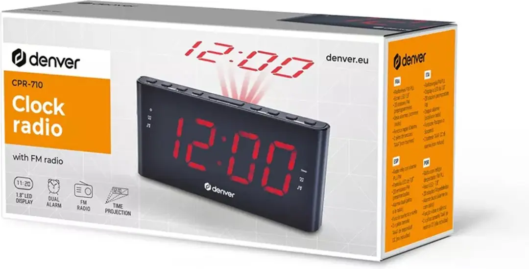 Denver CPR-710 Wekkerradio met Projectie - Zwart