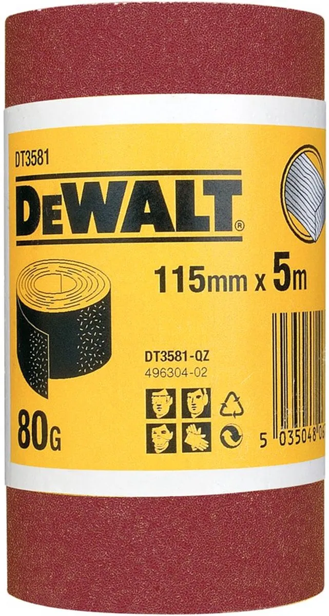 DeWalt DT3581 P80 Schuurpapierrol 5m x 115mm - afbeelding 2 van 2
