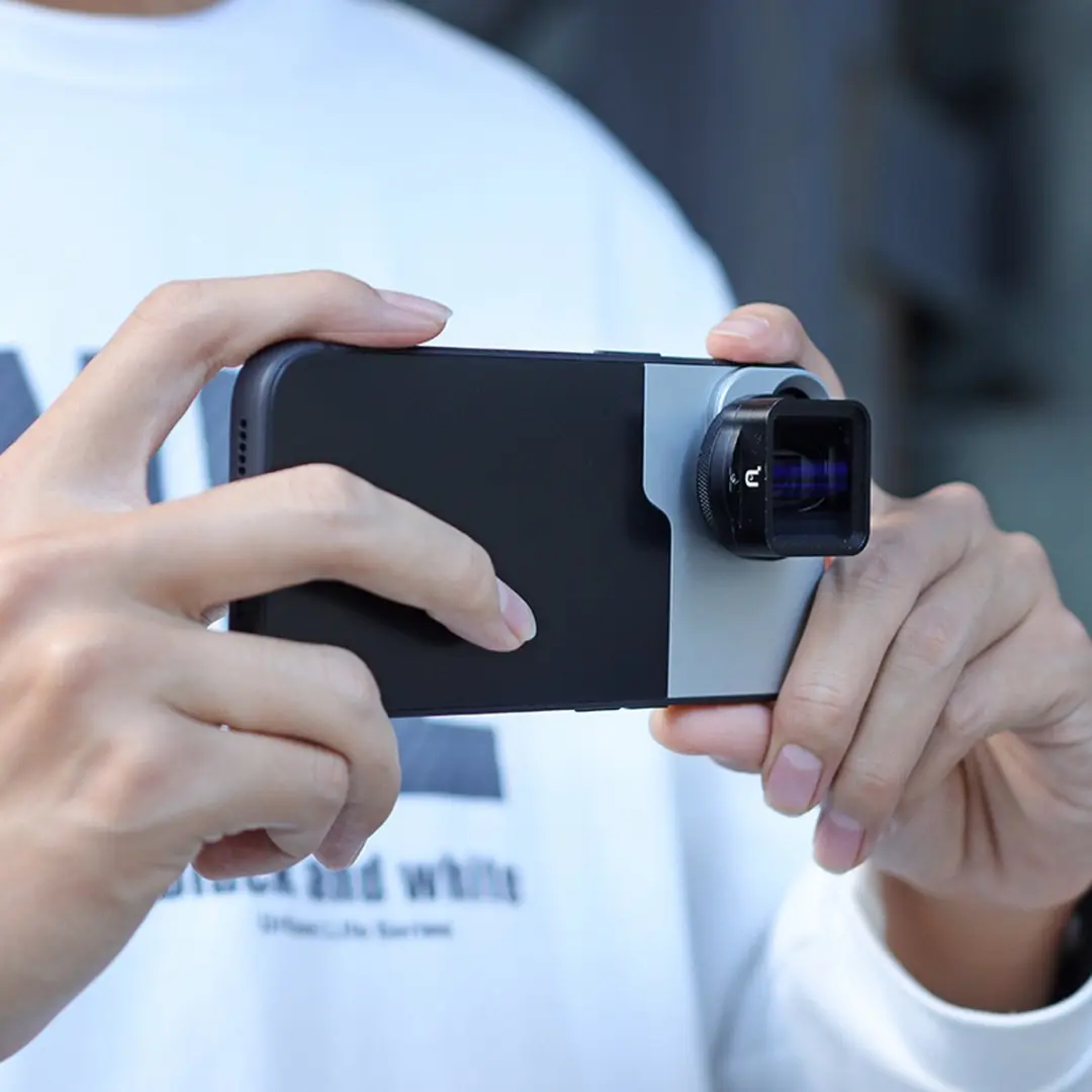 MOJOGEAR 17mm Lenscase iPhone 14 Pro - Zwart/Grijs