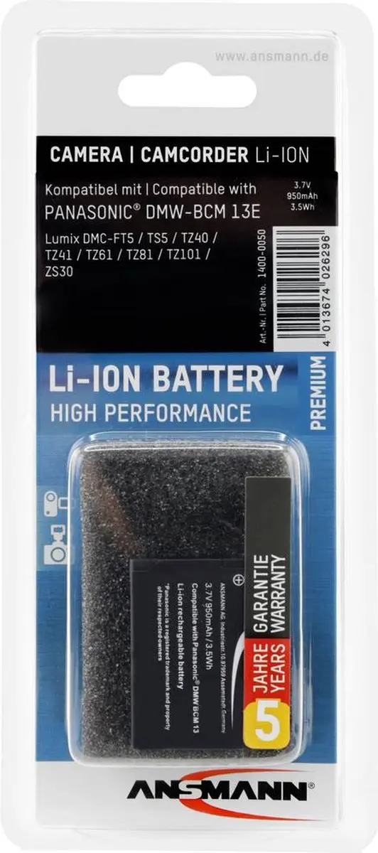 Ansmann 1400-0050 Li-ion Accu 950mAh - Compactcamera