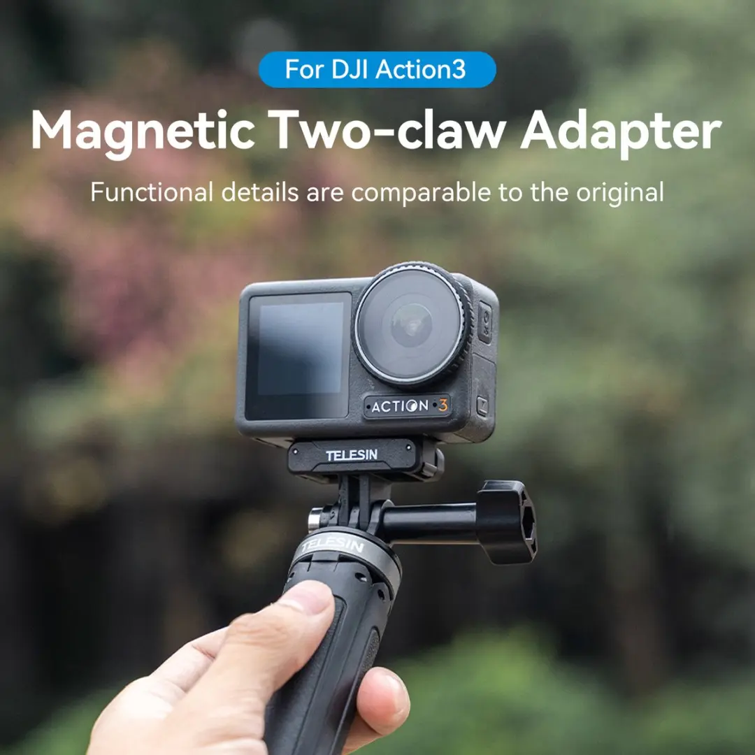 Telesin Dual Claw Mount Magnetisch - DJI Osmo Action 3/4/5 - Zwart - afbeelding 3 van 6