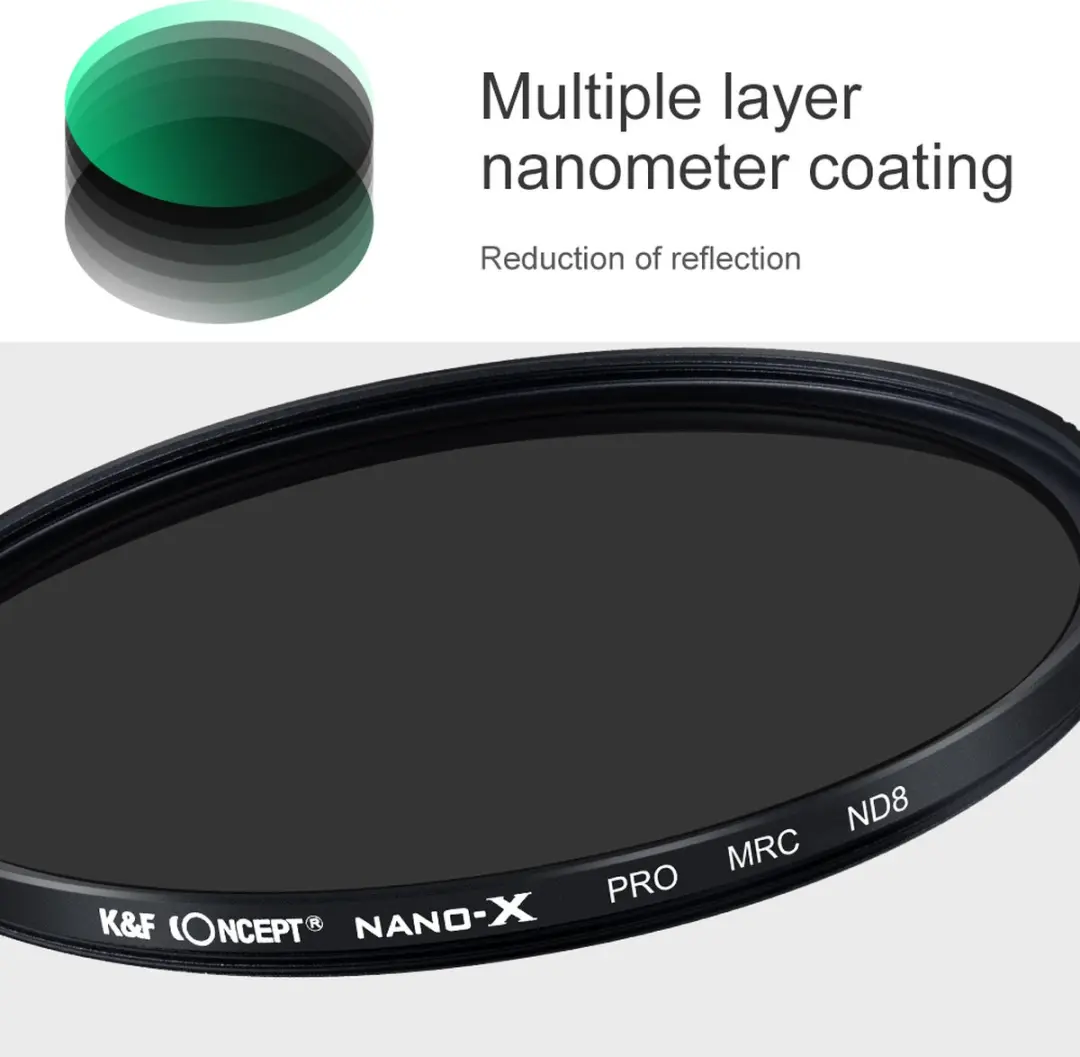K&F Concept 67mm ND8 Nano-X MRC Grijsfilter - Zwart