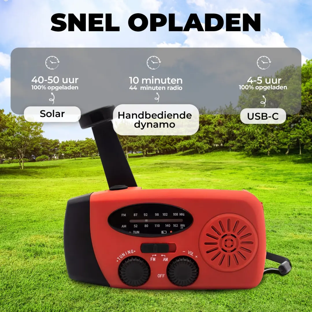 Denver SCR2005 Noodradio Powerbank - Rood
