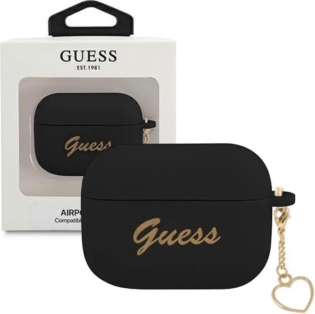 GUESS Heart Silicone Case Apple AirPods Pro - Zwart