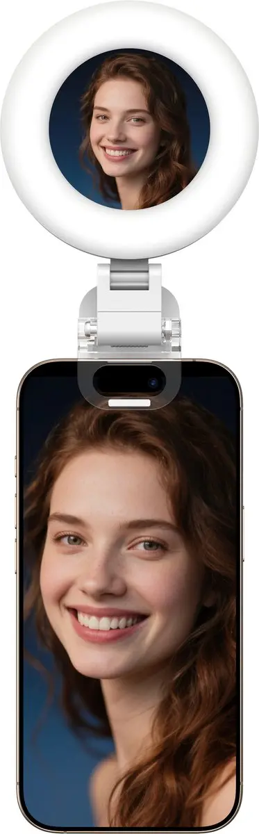 Telesin Mini Selfie Ringlamp T-P5-BGD-04 - 3 Lichtkleuren - Wit - afbeelding 6 van 6