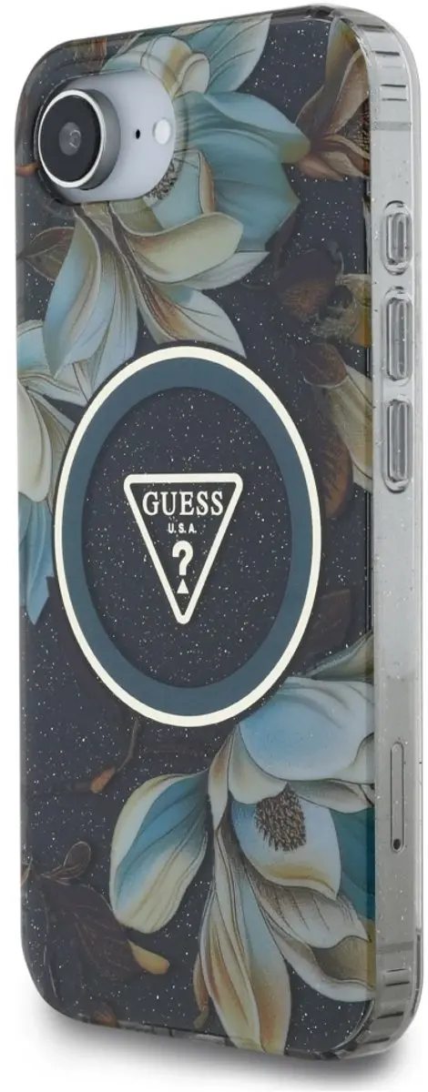 GUESS Case TPU iPhone 16 MagSafe - Transparent Bloemen