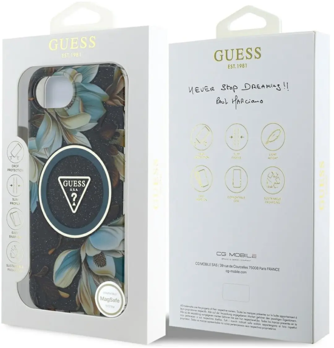 GUESS Case TPU iPhone 16 MagSafe - Transparent Bloemen - afbeelding 6 van 6