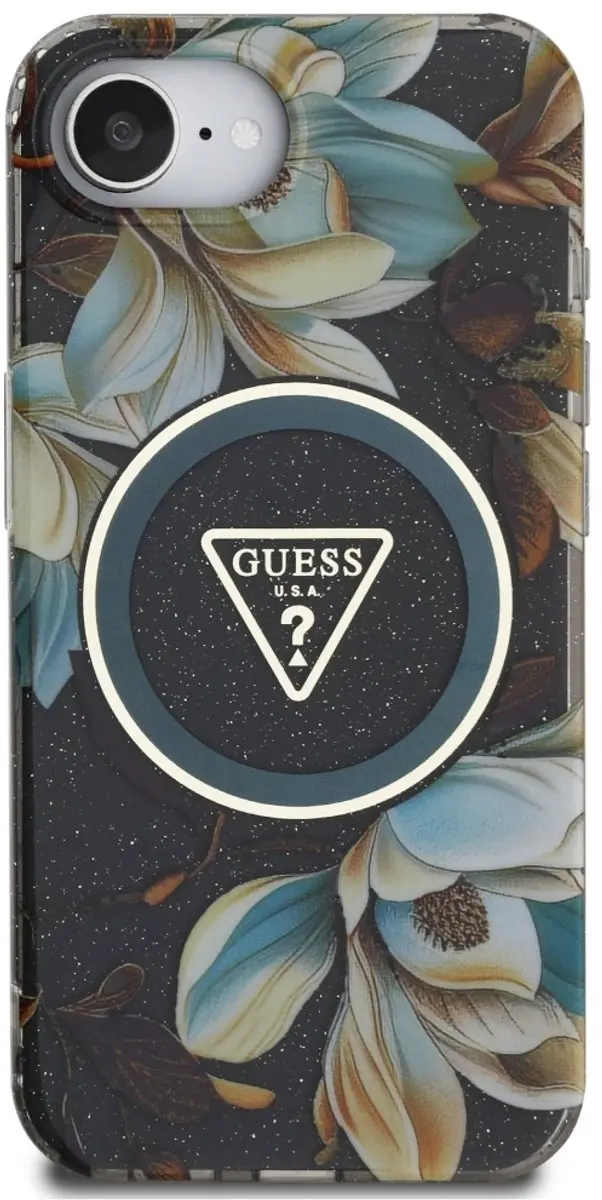 GUESS Case TPU iPhone 16 MagSafe - Transparent Bloemen