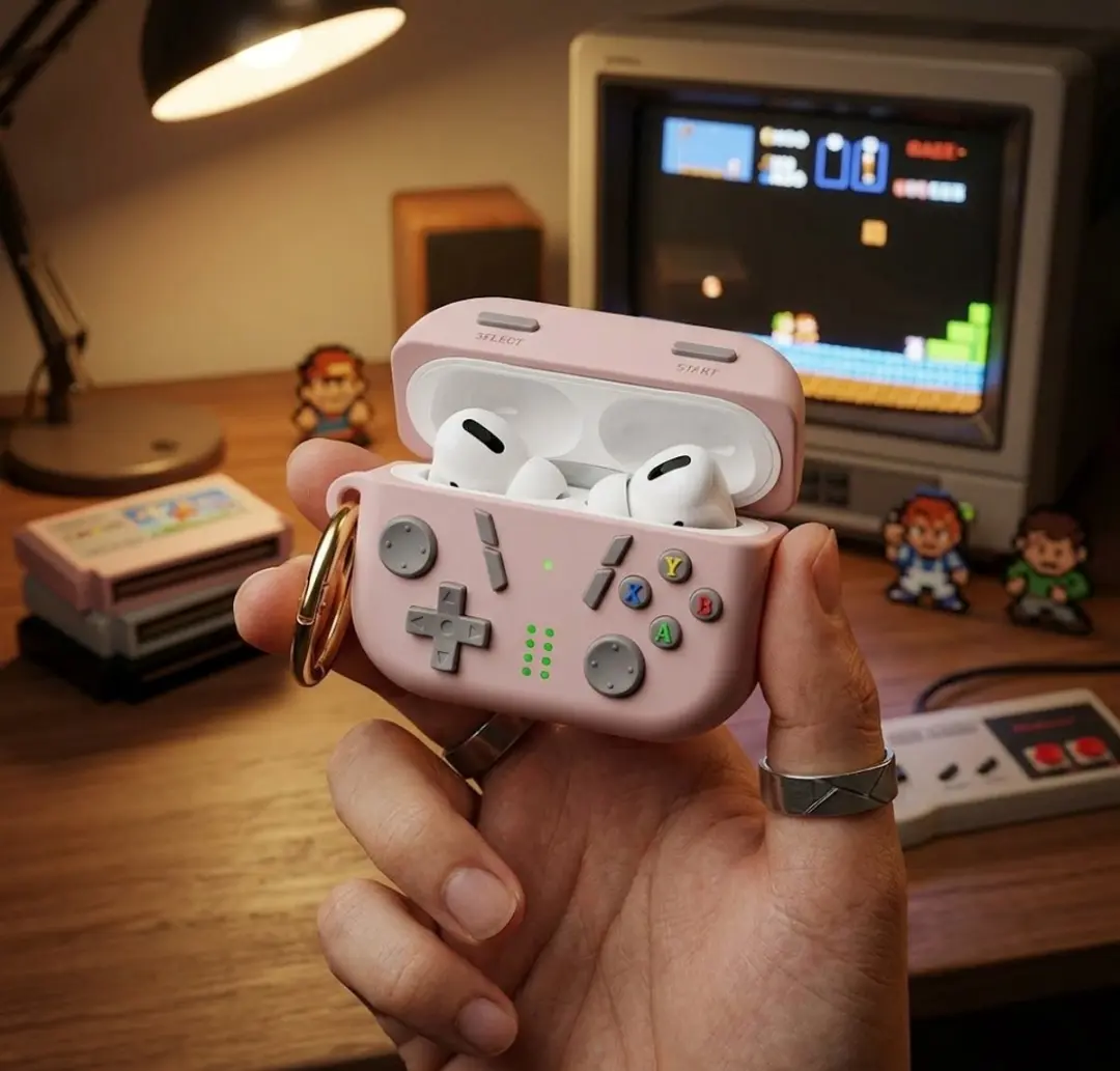 NUVEX Mat Roze AirPods Pro 2 Hoesje - Game Controller Design