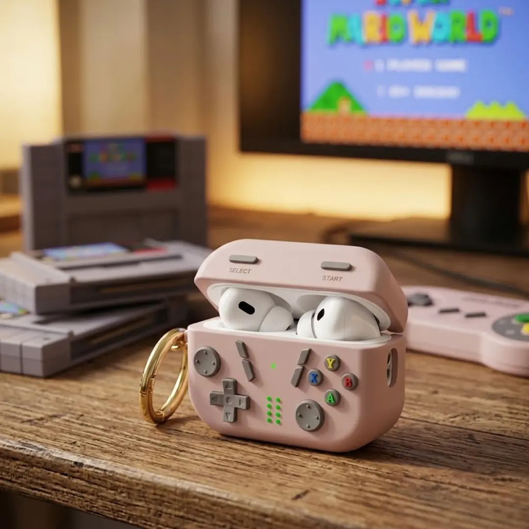 NUVEX Mat Roze AirPods Pro 2 Hoesje - Game Controller Design