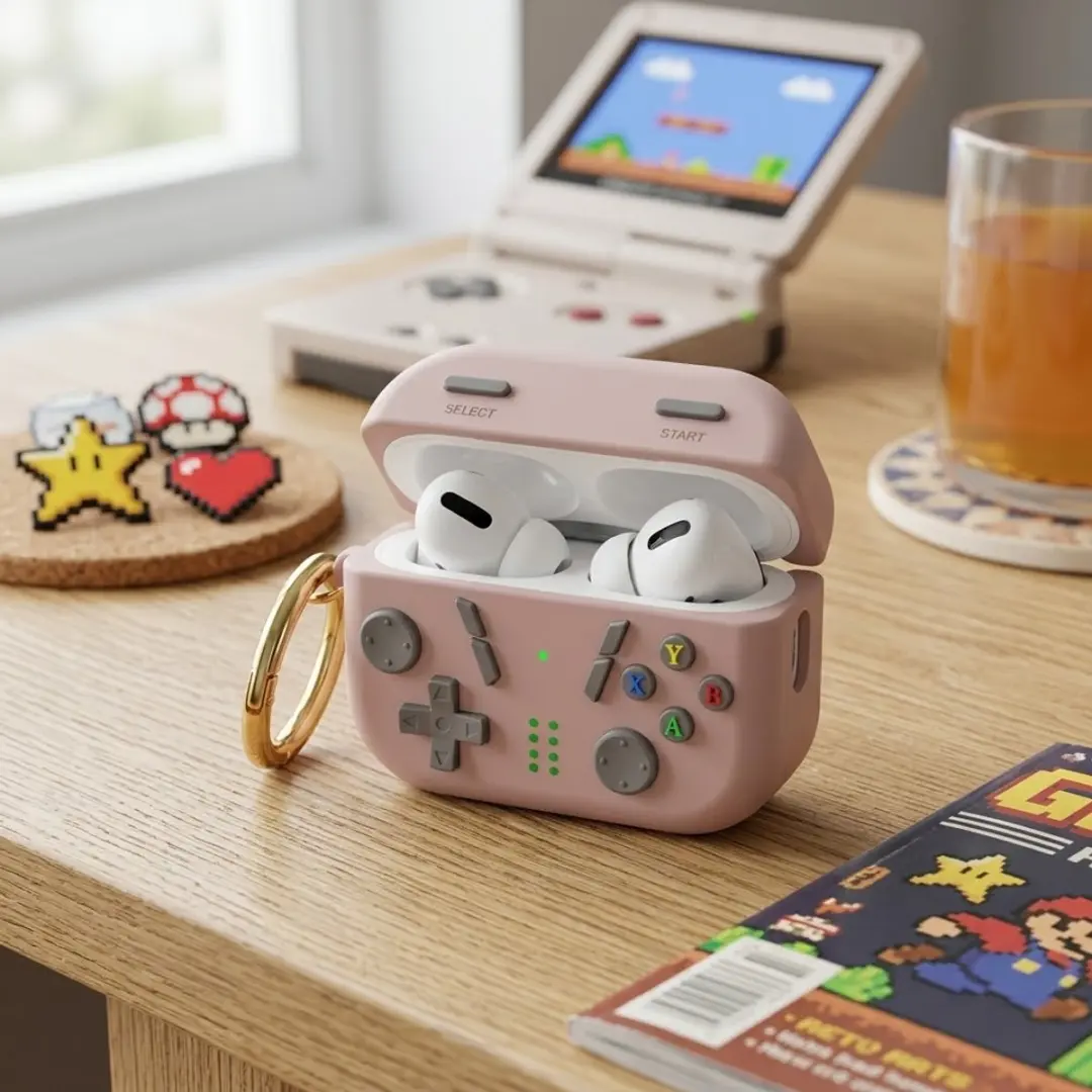 NUVEX Mat Roze AirPods Pro 2 Hoesje - Game Controller Design
