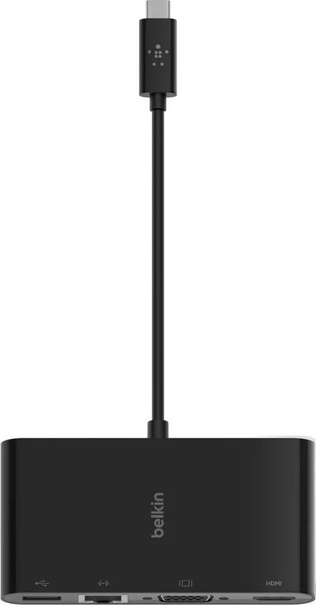 Belkin AVC005btBK USB-C Adapter - 4K HDMI, 100W PD, USB-A 3.0, Ethernet, SD/microSD - Zwart
