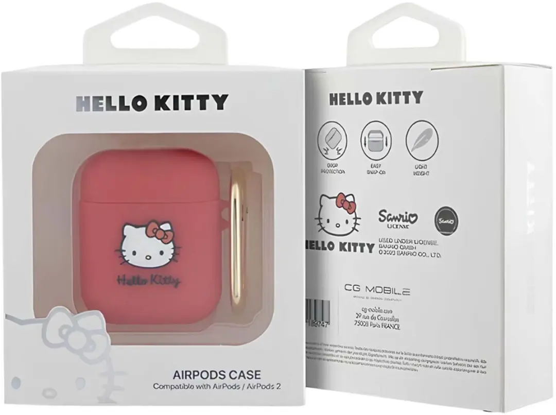 Hello Kitty 3D Siliconen Hoesje AirPods 1/2 - Roze