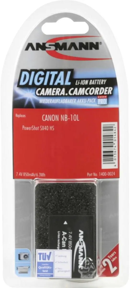 Ansmann A-CAN NB 10L Li-ion Accupack 850mAh