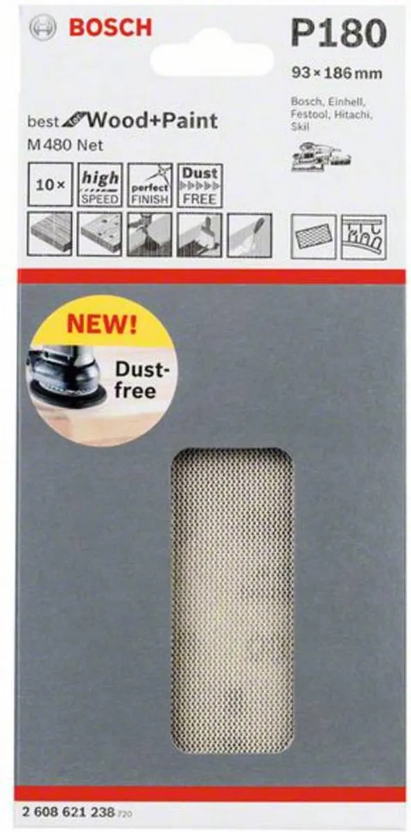 Bosch Oscillerend Schuurpapier 2608621238 - 180 Korrel - 93x186mm - 10 Stuks