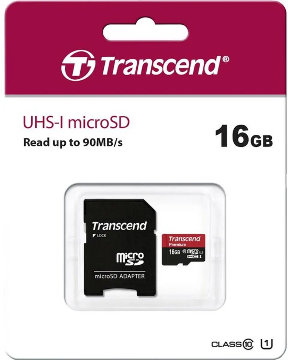 Transcend Premium UHS-I Micro SD 16GB - 300x + Adapter