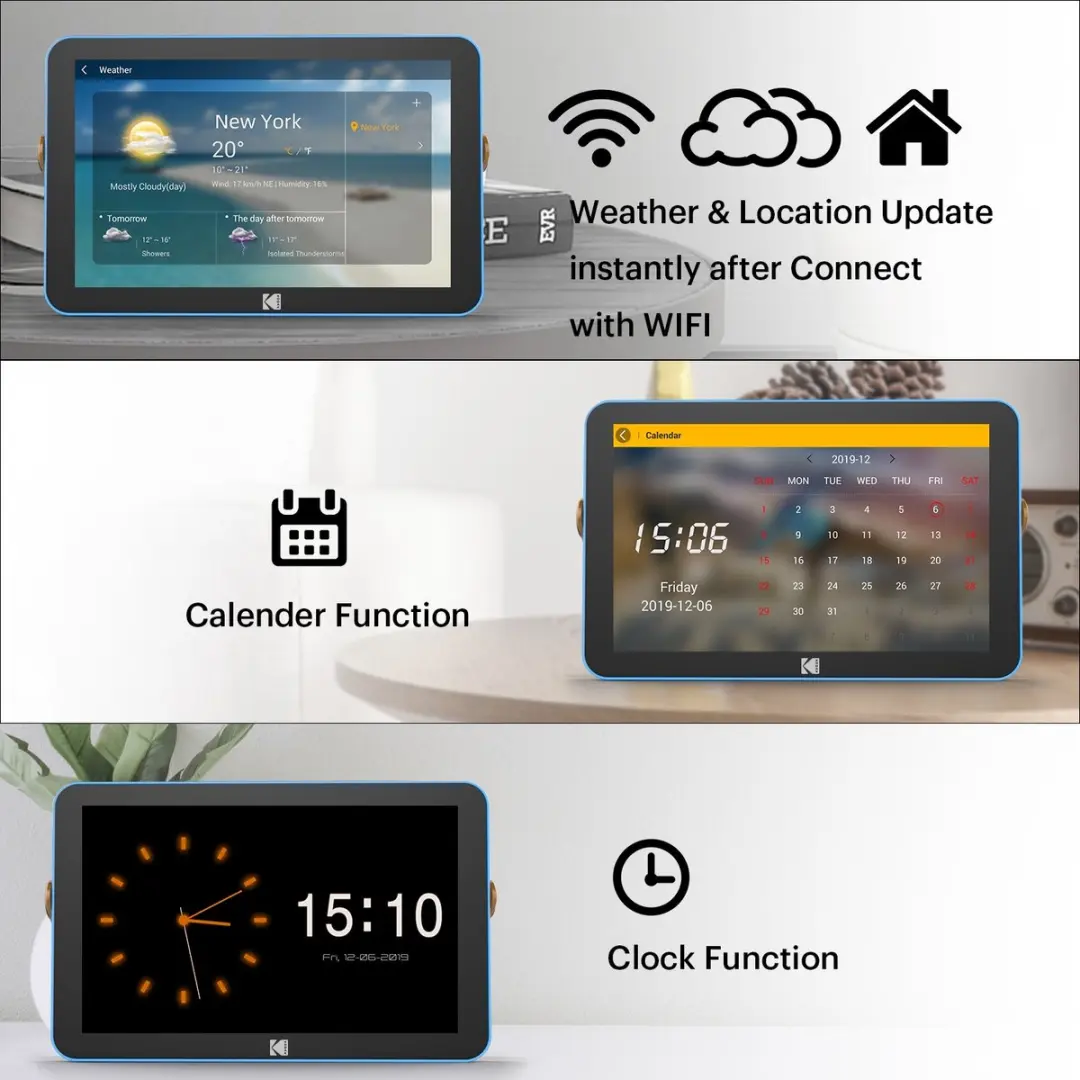 Kodak RWF-108V Fotolijst 10" - Blauw - 1280x800 IPS Touch - WiFi 6 - 32GB - afbeelding 6 van 6