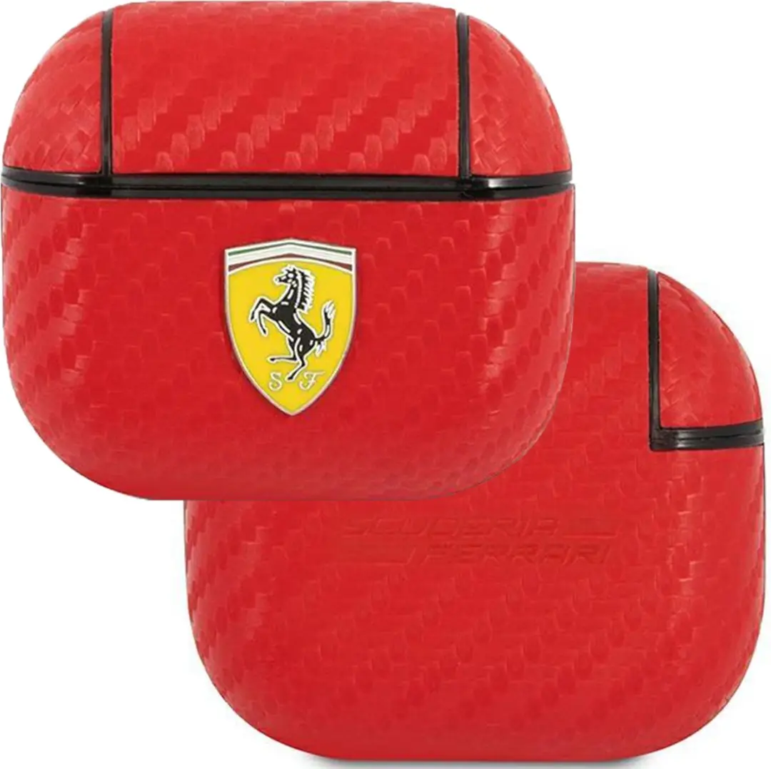 Ferrari Carbon AirPods Case - Apple AirPods 3 - Rood