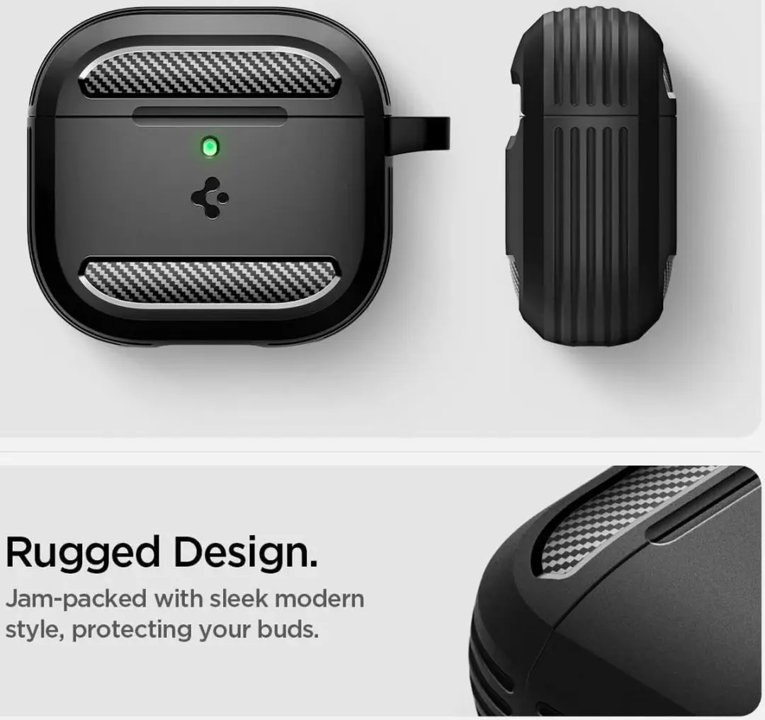 Spigen Rugged Armor Hoesje 13245 - Apple AirPods 4 - Zwart