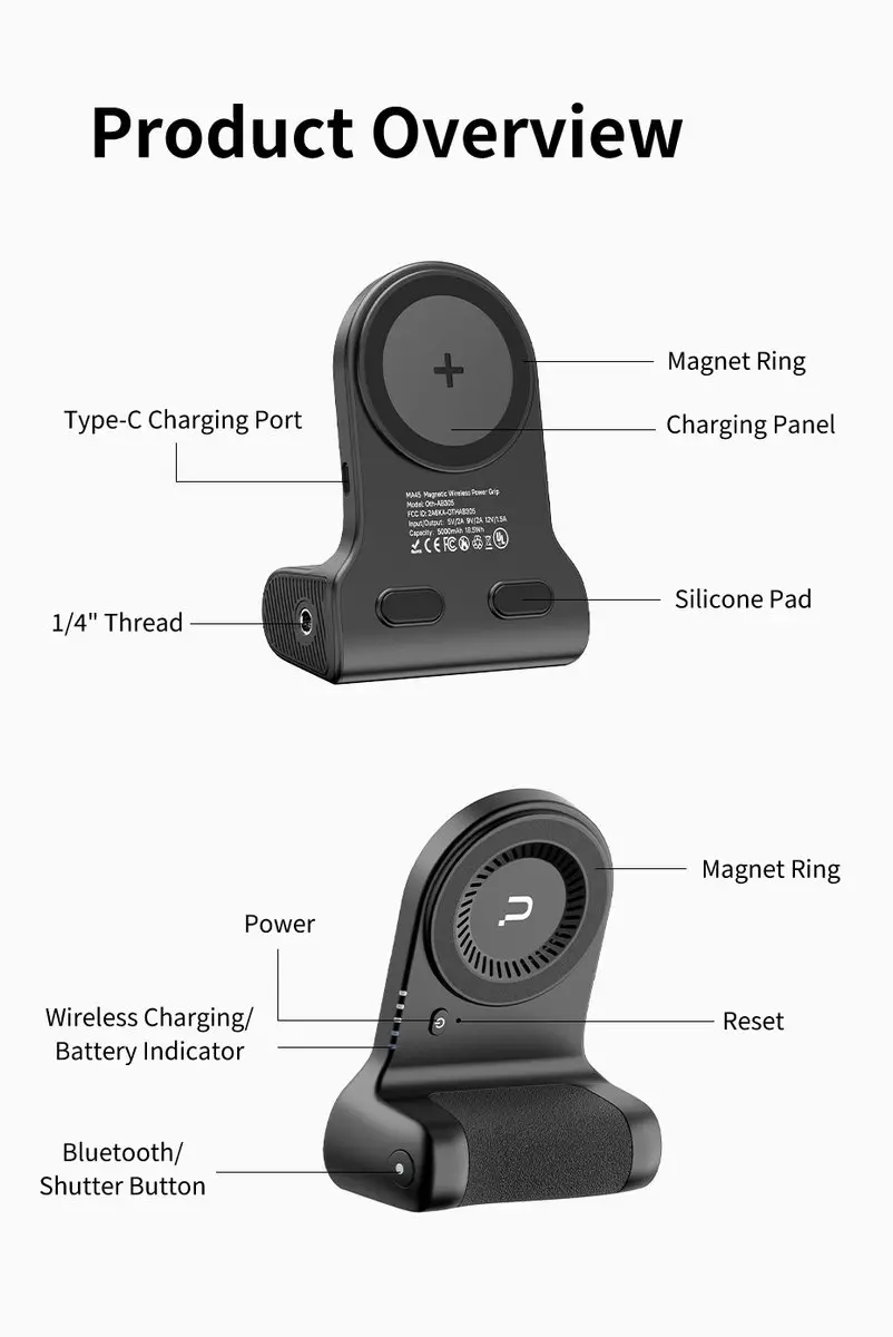Ulanzi MA45 MagSafe Telefoon Grip 5000mAh - Zwart