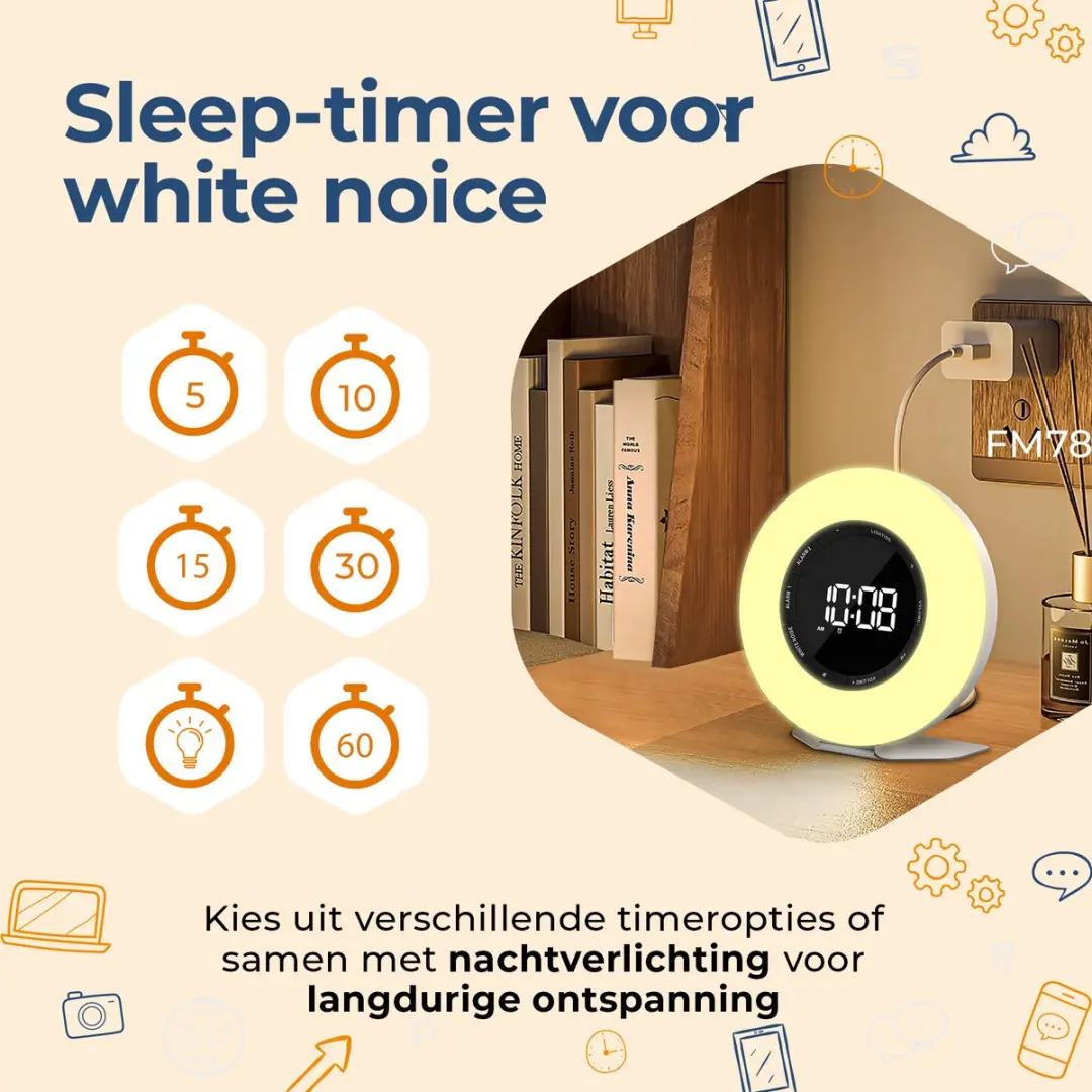 Denver Wake Up Light CRL342 - Wekkerradio - Lichtwekker - Wit
