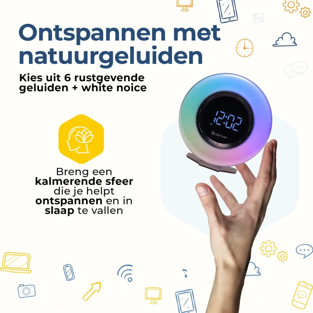 Denver Wake Up Light CRL342 - Wekkerradio - Lichtwekker - Wit